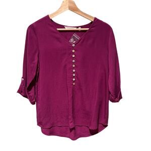 Soft Surroundings Sardinia Tunic Top 3/4 Sleeves Plum NWT